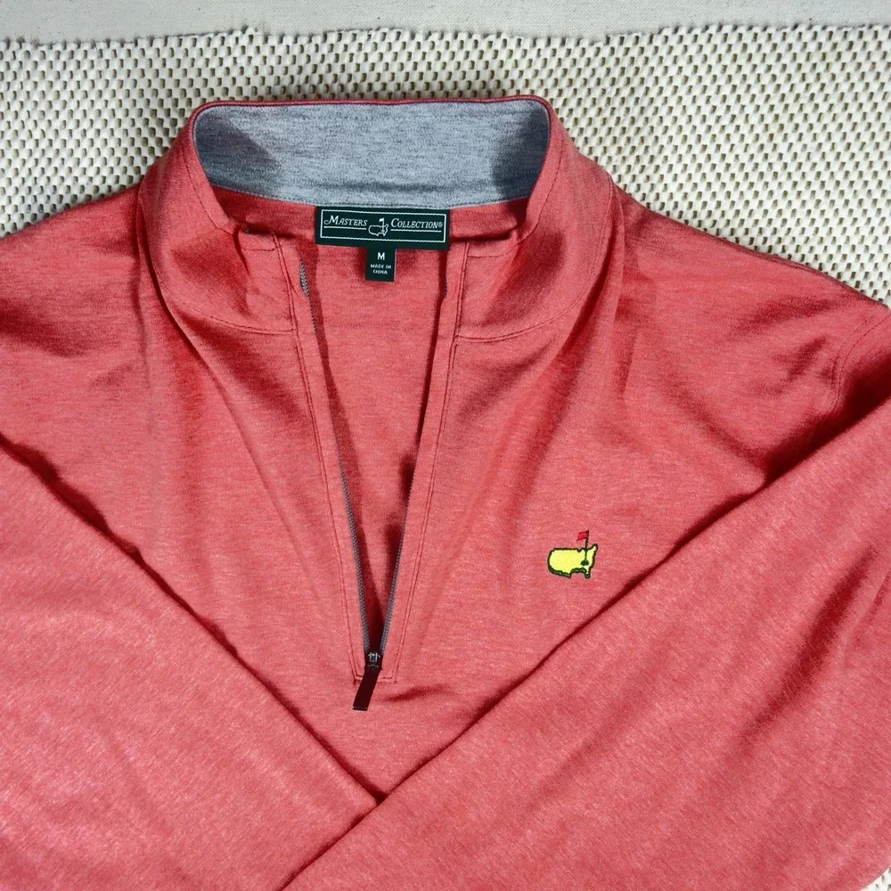 Masters Collection Men's M Coral 1/4 Zip Pullover Long Sleeve - Golf Wear NWOT